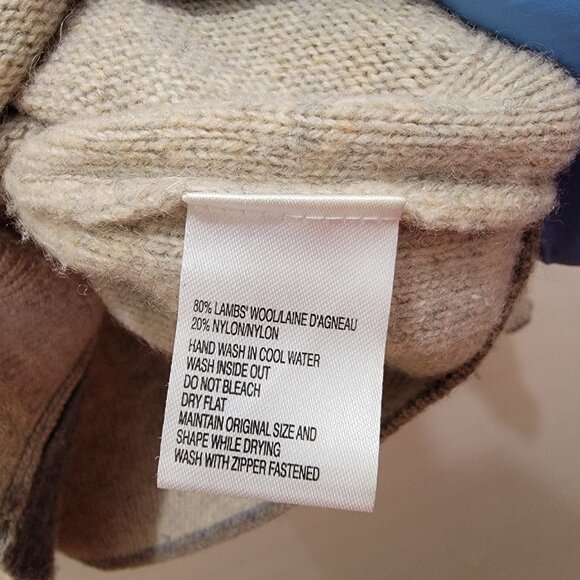 Black Brown 1826 Melange Oatmeal Lambswool Fine Knit Zip Sweater Cardigan L Used - Picture 7 of 13